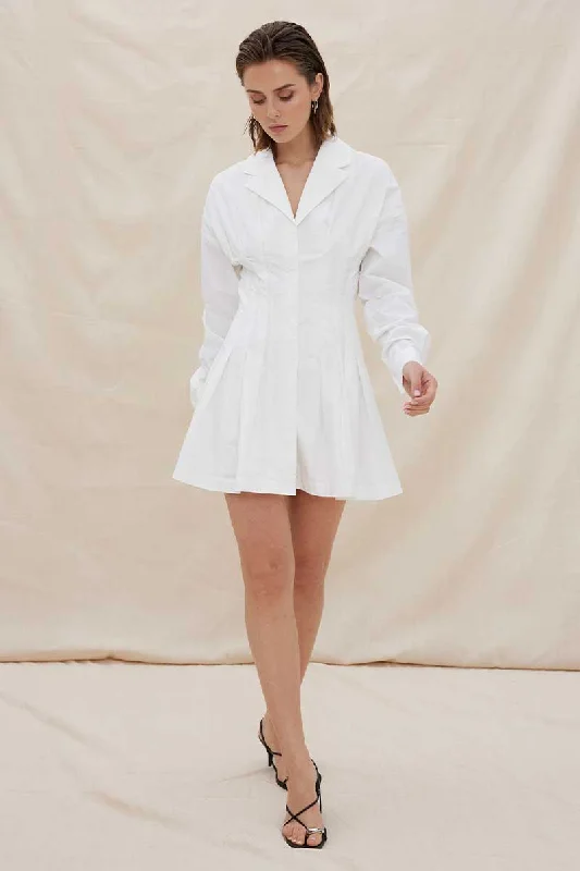 Sovere - Verse Shirt Dress in White Modern Shirt Dress