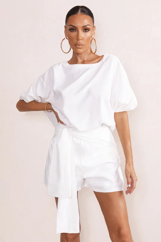 Watch Me | White Dipped Hem T-Shirt Button Front Shirt